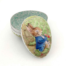 3-1/2" Peter Rabbit in Vegetable Patch Papier Mache Easter Egg Container ~ Germany